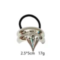 Alloy heart hair tie elastic hair band metallic shiny finish fashion hair accessories for women - Heart Style (1116-13)