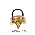 Gold alloy heart hair tie elastic band metal ponytail holder cute hair accessories for women - Love Heart Style (1116-14)