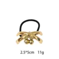 Gold finish alloy bow hair tie with cute cherry pendant, elegant hair accessory for women. - Bow Cherry Style (1116-16)