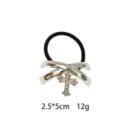 Silver alloy hair tie with rhinestone cross pendant, stylish elastic hair band accessory. - Cross Style (1116-19)