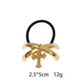 Gold metal cross hair tie with diamond accents elegant black elastic hair band accessories - Cross Style (1116-20)