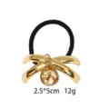 Gold alloy hair tie with a chic waterdrop crystal pendant, elegant hair accessory for women. - Crystal Heart Style (1116-28)