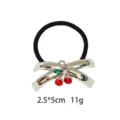 Alloy glossy hair band with cute cherry charm, premium metallic texture elastic ponytail holder. - Cherry Style (1116-29)