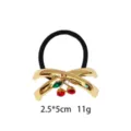 Gold Cherry Hair Tie Metal Cross Hair Rope Elastic Hair Band Cute Hair Accessory - Cherry Style (1116-30)