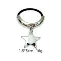 Silver star pendant hair tie minimalist metallic ponytail holder fashion hair accessories - Crescent Pentagram Style (1116-31)
