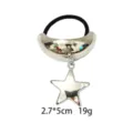 Alhambra style metal star hair tie elastic rope premium glossy hair accessories for women. - Arc Pentagram Style (1116-32)