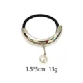 Minimalist alloy hair tie with metallic crescent and pearl pendant, 1.5x5cm hair accessory. - Pearl Tube Style (1116-35)