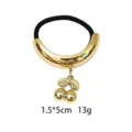 Gold alloy cherry hair tie elastic rope minimalist hair accessory for women daily styling. - Cherry Style (1116-42)