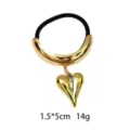 Gold metal heart hair tie minimalist elastic hair band elegant fashion hair accessory - Arc Heart Style (1116-46)