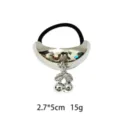 Glossy alloy hair tie with metal cherry charm, elegant minimalist hair accessory for women. - Cherry Style (1116-59)