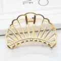 Minimalistische Zinklegierung Haarklammer große goldene Muschel Haarschmuck für Damen Alltag - Muschel-Fächerform 3