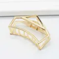 Minimalist geometric gold metal hair claw clip detail, large size alloy hair accessory. - Pentagon Beaked Clip 9