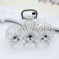Minimalist silver zinc alloy hair claw clip with elegant shell design for women daily hair styling. - Silver Triple Shell Shape