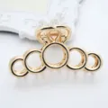 Gold metal hair claw clip minimalist circular design large alloy hair catch for daily styling - Five-Loop Shape