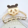 Gold metal panda hair claw clip large size elegant hair accessories for daily wear women - Cartoon Bear Shaped