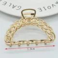 Minimalist zinc alloy hair claw clip, large size hollow chain link design for daily styling. - Large Chain Claw Clip