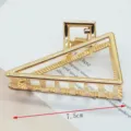 Minimalist zinc alloy hair claw clip, gold geometric triangle hair accessory for women. - Slanted Triangle Claw Clip