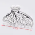 Minimalist silver zinc alloy hair claw clip, large hollow butterfly wing design for women. - Silver Multi-Leaf Butterfly 7.7cm