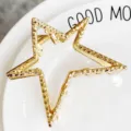Minimalist zinc alloy star hair claw clip, large gold metallic hair accessory for women. - Pentagon 10