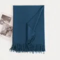 Solid color imitation cashmere tassel scarf, elegant winter warm shawl for women variant. - Sky Blue
