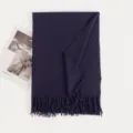 Solid color imitation cashmere scarf for women, soft winter warm long tassel shawl wrap - Deep purple