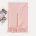 Pink cashmere-feel imitation cashmere winter scarf women long versatile solid color shawl wrap - Pink