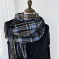 Femme hiver chaud carreaux cachemire toucher écharpe epais confortable classique châle - G-HY35 noir