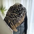 Écharpe femme automne hiver cachemire synthétique, châle imprimé animal color-block. - 06-YHP Kaki