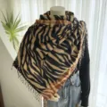 Automne Hiver écharpe fausse cachemire femme imprimé animal colorblock franges châle chaud doux - 06-YHP Camel