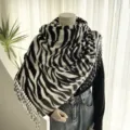 Autumn winter imitation cashmere zebra print scarf women warm fringe shawl versatile neck wrap - 06-YHP Black & White