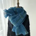 Blue plaid tassel imitation cashmere scarf for women, warm winter neckerchief accessory. - Qing 61 Blue
