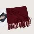 Écharpe unie rouge en imitation cachemire pour femme, châle d'hiver chaud et doux. - F001 - bordeaux