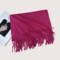 Herbst Winter einfarbige Damen Schal Kunstkaschmir Quasten warmer roter Schal Tuch - F020 Rosarot