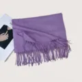 Herbst Winter einfarbiger lila Imitat Kaschmir Fransen Schal fuer Damen eleganter Schal - F021 Lila