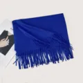 Herbst Winter einfarbiger Kunstkaschmir Fransen Schal für Damen warme elegante Stola - F024 Königsblau