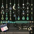 Kit fai da te per acchiappasole con prismi di cristallo colorati cornici in metallo catene. - Set