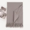 Solid color women imitation cashmere scarf winter Korean versatile tassel shawl wrap grey - Light Coffee
