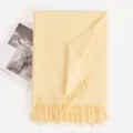 Solid color imitation cashmere winter scarf for women soft cozy tassel long shawl wrap - Pale Yellow