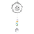 Bellissimo acchiappasole in cristallo con ghirlanda floreale e testo per la mamma. - Ghirlanda Mamma (180g 48cm)
