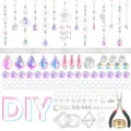 Set 310 pezzi componenti acchiappasole in cristallo DIY per decorazione finestre prisma - Stile 310 (Telaio a 4 Lati) / Argento