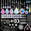 Kit per fai da te acchiappasole in cristallo con pendenti prismatici e ciondoli metallici. - Confezione da 370 Pezzi / Argento