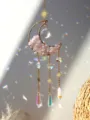 Squisito acchiappasole in cristallo con pietre rosa e design a luna per decorazione casa. - Quarzo rosa