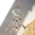 Ornamenti sospesi acchiappasole in cristallo con luna e stelle per la decorazione della casa. - Opale