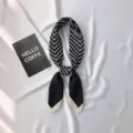 Petit foulard carré géométrique noir et blanc, élégant tour de cou tendance pour femmes. - HY14 Rayures noires