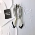 Black and white striped silk square scarf, Korean style variant for women's fashion. - HY14 White Stripes