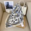 Luxury silk square scarf with classic paisley print, elegant women neckerchief accessory. - HY103 Beige Paisley