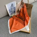 Orange Abstract Print Silk Scarf Women Chic Spring Summer Fashion Neck Scarf Square - HY104 Orange