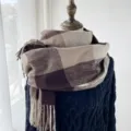 Echarpe d'hiver classique a carreaux marron avec franges, chale chaud et doux pour l'hiver. - G-HY37 Marron
