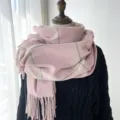 Écharpe à Carreaux Rose Femme Automne Hiver Douce Effet Cachemire Franges Chaud Mode - G-HY36 rose