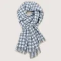 Women winter grey houndstooth pattern warm cashmere feel tassel scarf thick neck shawl cozy - Small Version / Gray